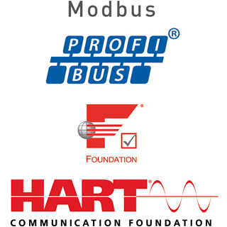 HART 7, FOUNDATION Fieldbus, Modbus, PROFIBUS PA